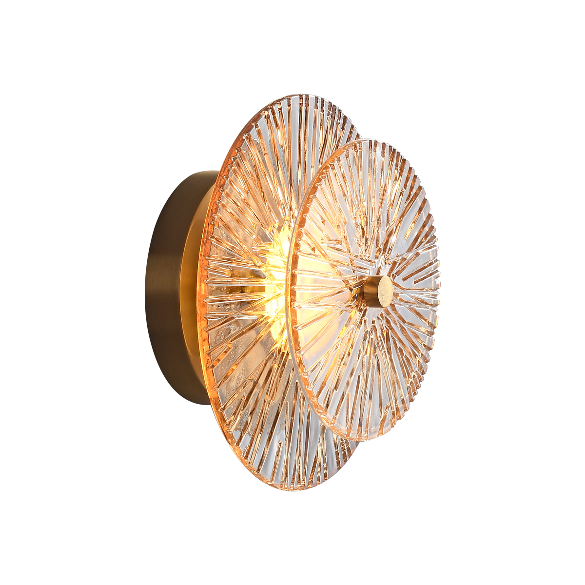Ribbed glass brass wall light 1 Ribbed glass brass wall light