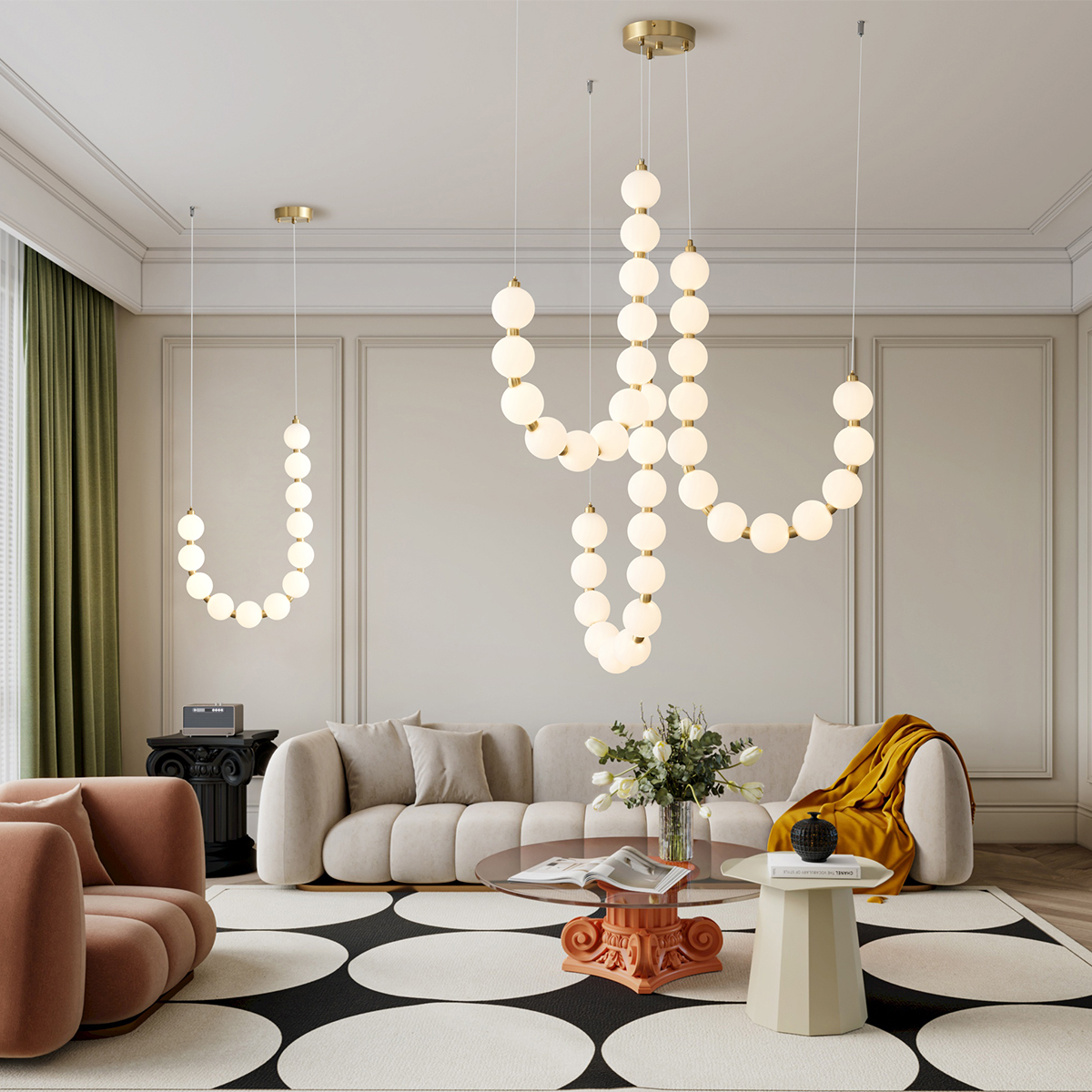 Pearl Necklace Pendant Light 3 Pearl Necklace Pendant Light - Image 3