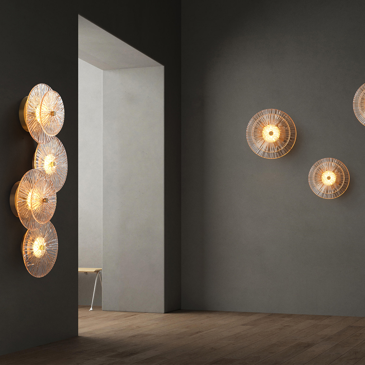 Ribbed glass brass wall light 4 Ribbed glass brass wall light - Image 4