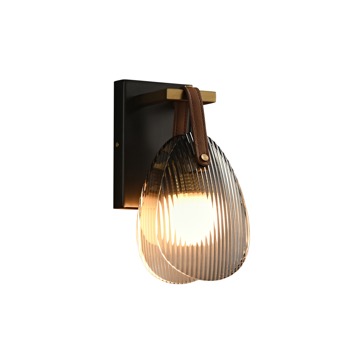 Elegant Horizontal Wall Sconce - Textured Glass + Brass Swing Arm Design 1 Elegant Horizontal Wall Sconce - Textured Glass + Brass Swing Arm Design