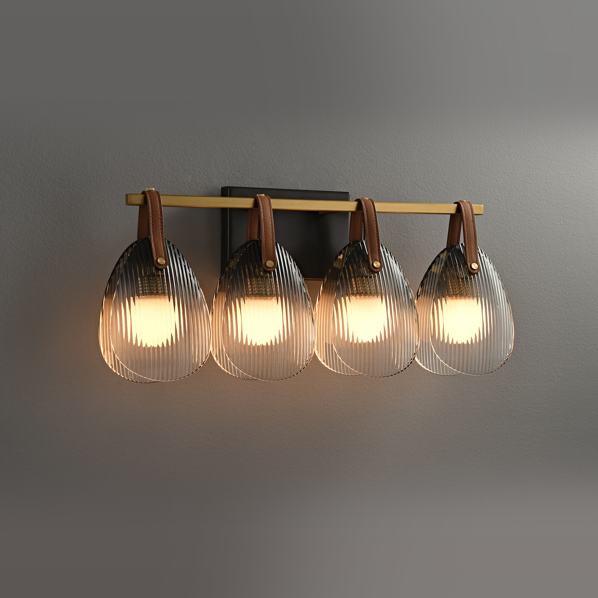 Elegant Horizontal Wall Sconce - Textured Glass + Brass Swing Arm Design 5 Elegant Horizontal Wall Sconce - Textured Glass + Brass Swing Arm Design - Image 5