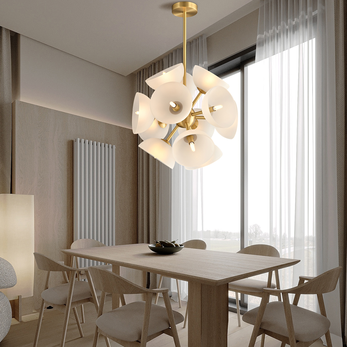 Artful Blossom Design Pendant Light in Gold and Cream Finish 5 Artful Blossom Design Pendant Light in Gold and Cream Finish - Image 5