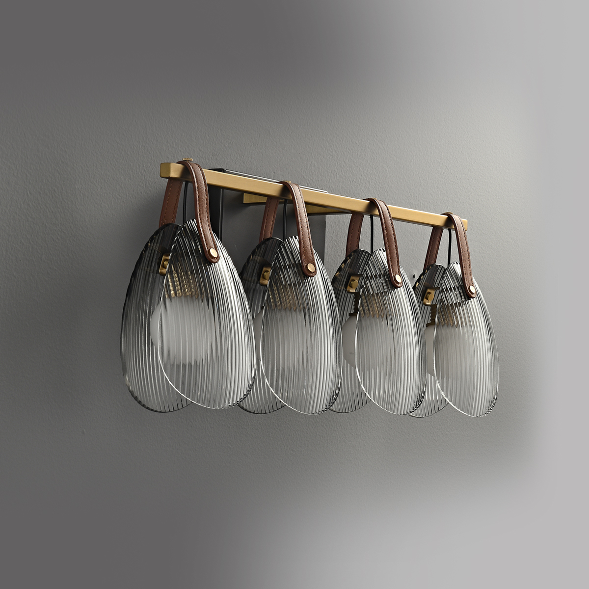 Elegant Horizontal Wall Sconce - Textured Glass + Brass Swing Arm Design 6 Elegant Horizontal Wall Sconce - Textured Glass + Brass Swing Arm Design - Image 6