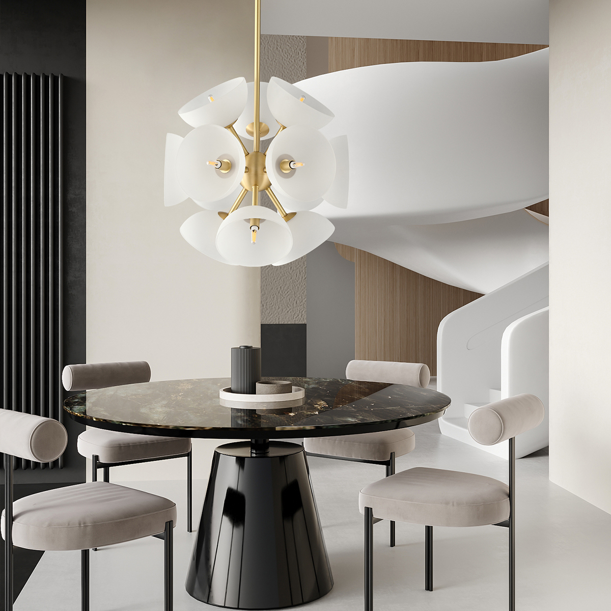 Artful Blossom Design Pendant Light in Gold and Cream Finish 6 Artful Blossom Design Pendant Light in Gold and Cream Finish - Image 6