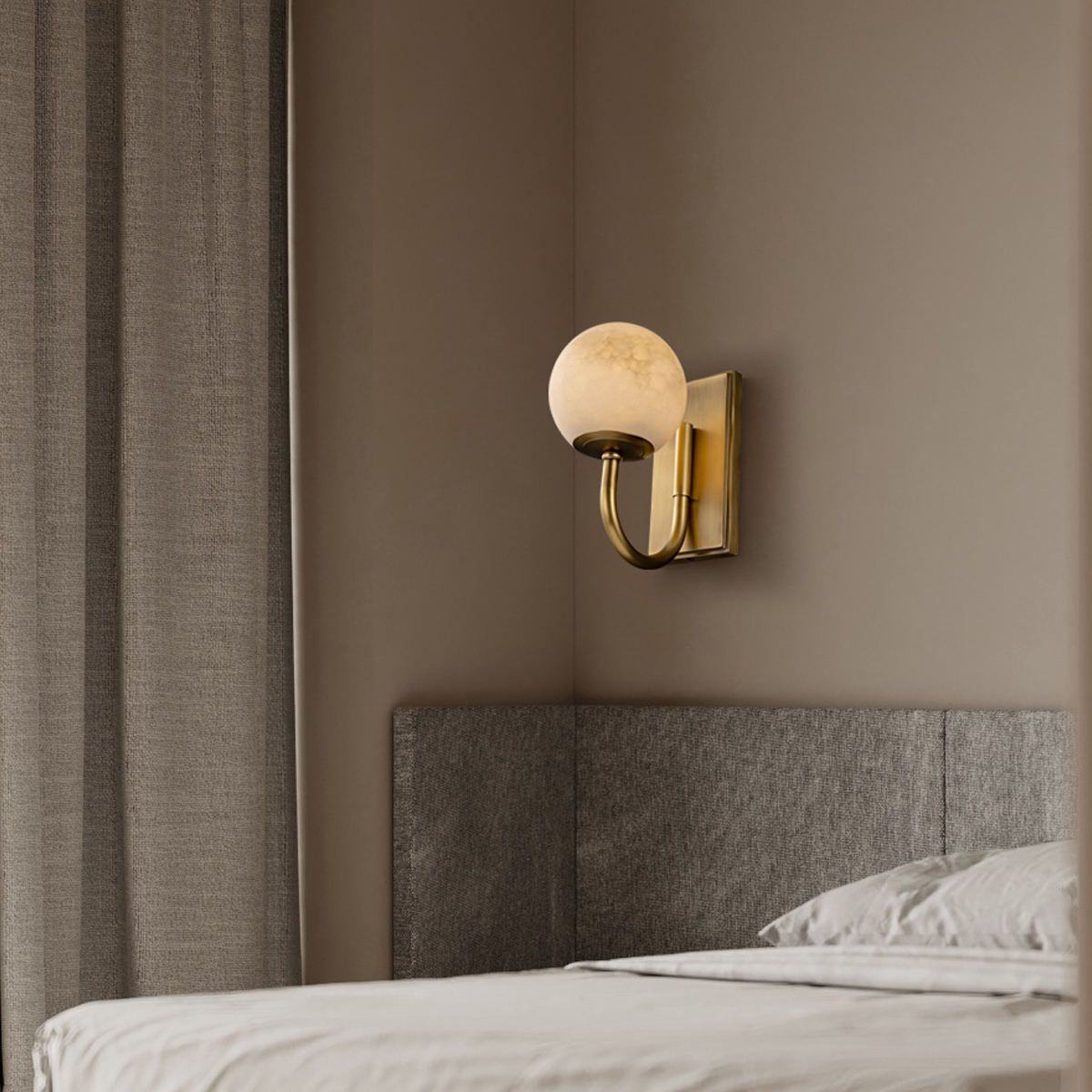 Modern Brass Curved Arm Sconce 7 Modern Brass Curved Arm Sconce - Image 7
