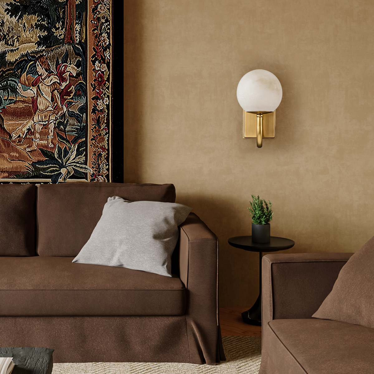 Modern Brass Curved Arm Sconce 6 Modern Brass Curved Arm Sconce - Image 6