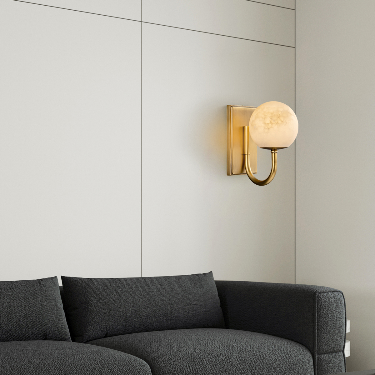 Modern Brass Curved Arm Sconce 5 Modern Brass Curved Arm Sconce - Image 5