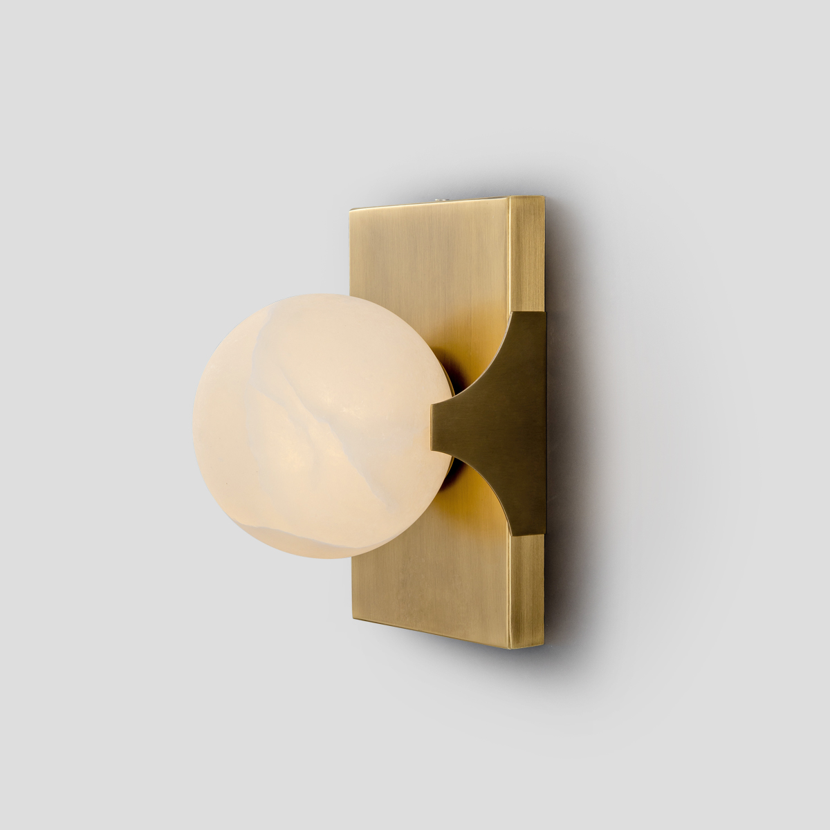 Organic Marble Disc Sconce with Brushed Brass Hardware 1 Organic Marble Disc Sconce with Brushed Brass Hardware