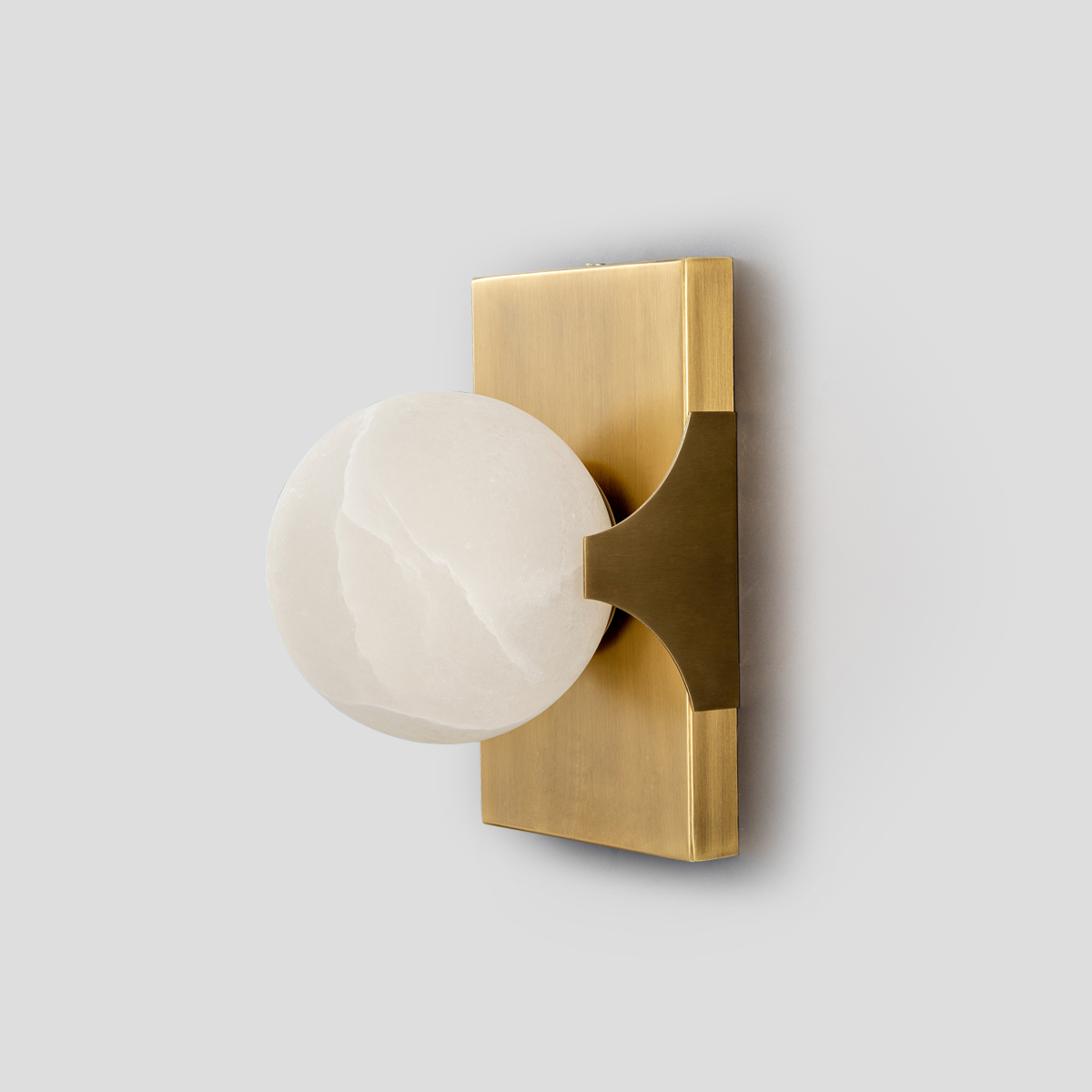 Organic Marble Disc Sconce with Brushed Brass Hardware 2 Organic Marble Disc Sconce with Brushed Brass Hardware - Image 2