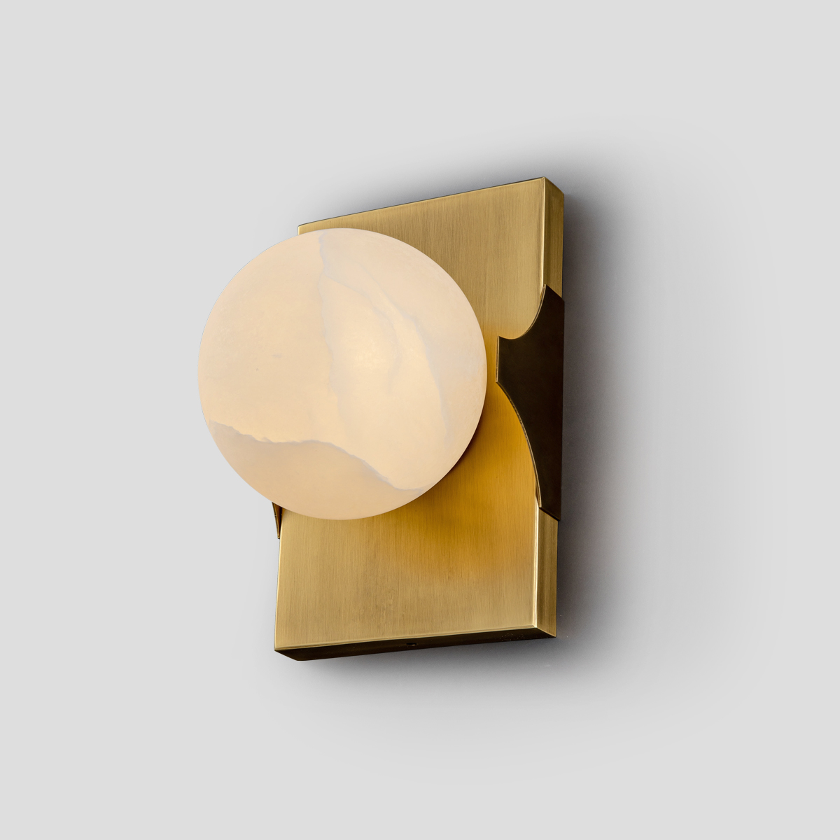 Organic Marble Disc Sconce with Brushed Brass Hardware 3 Organic Marble Disc Sconce with Brushed Brass Hardware - Image 3